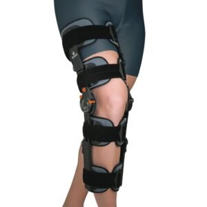 ORTESIS DE RODILLA REGULABLE CON BLOQUEO (4 Bandas estrechas, 4 Cinchas)